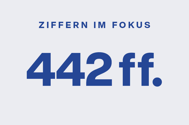 Auf hellblauem Grund ist die blaue Schrift "442 ff." zu lesen