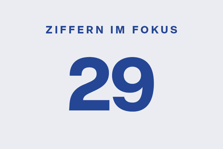 Die GOÄ-Ziffer 29 steht wie die Worte „Ziffern im Fokus“ in Blau auf einem grauen Hintergrund.