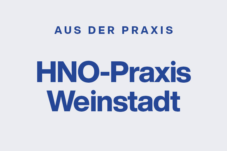 Blauer Text auf weißem Grund mit dem Hinweis auf die HNO-Praxis Weinstadt, um die es auf dieser Seite geht